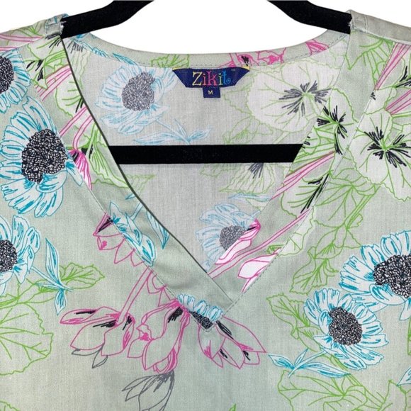 Medical Scrub Top Med Zikit Flowers - Picture 3 of 6